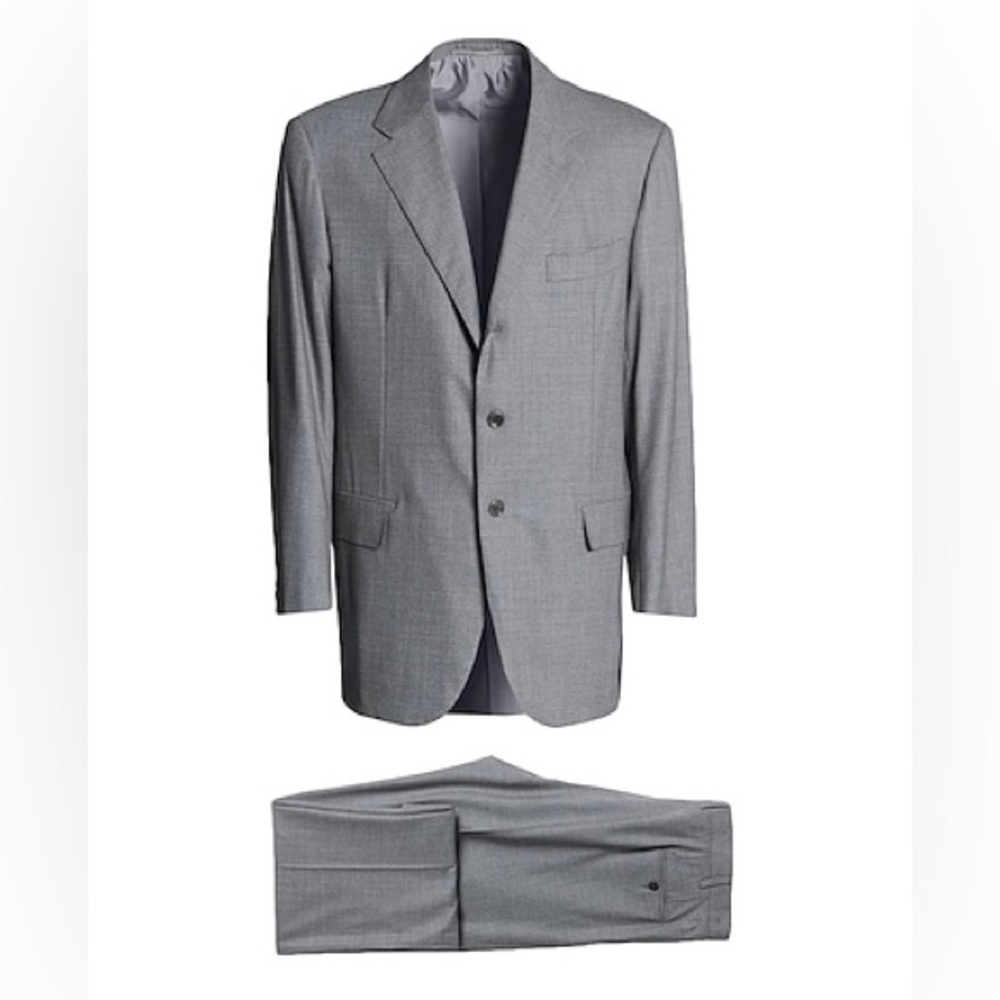NWT Abla Italy Gray Patterned Wool Suit Blazer Pants Formal Business IT 52